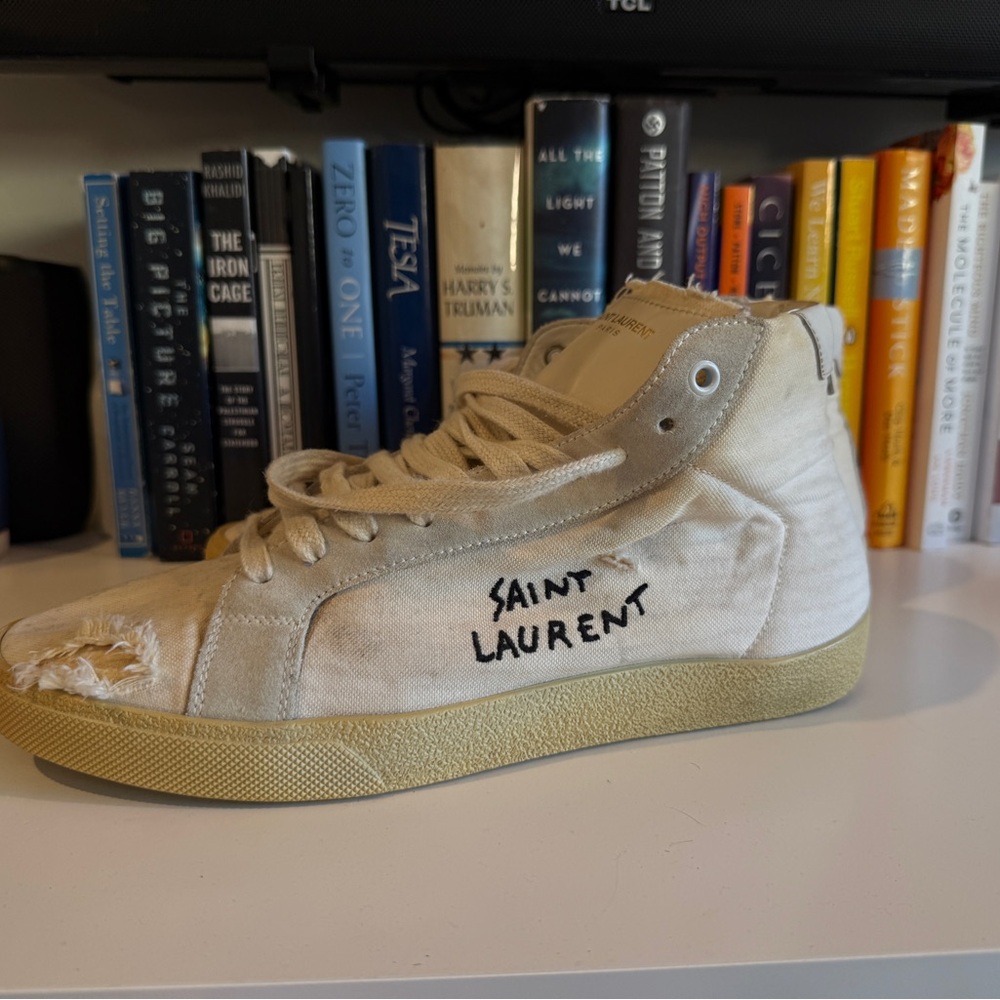 Saint Laurent Beige Canvas High-Tops